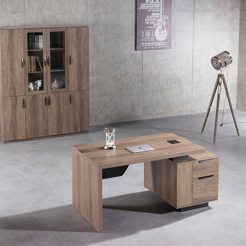 KELLEN Executive Desk with Right Return 1.6-1.8M - Warm Oak & Black