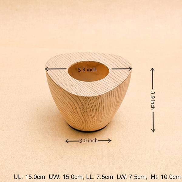 6 inch (15 cm) Obtuse Line Wood Finish Triangle Plastic Planter (Brown)