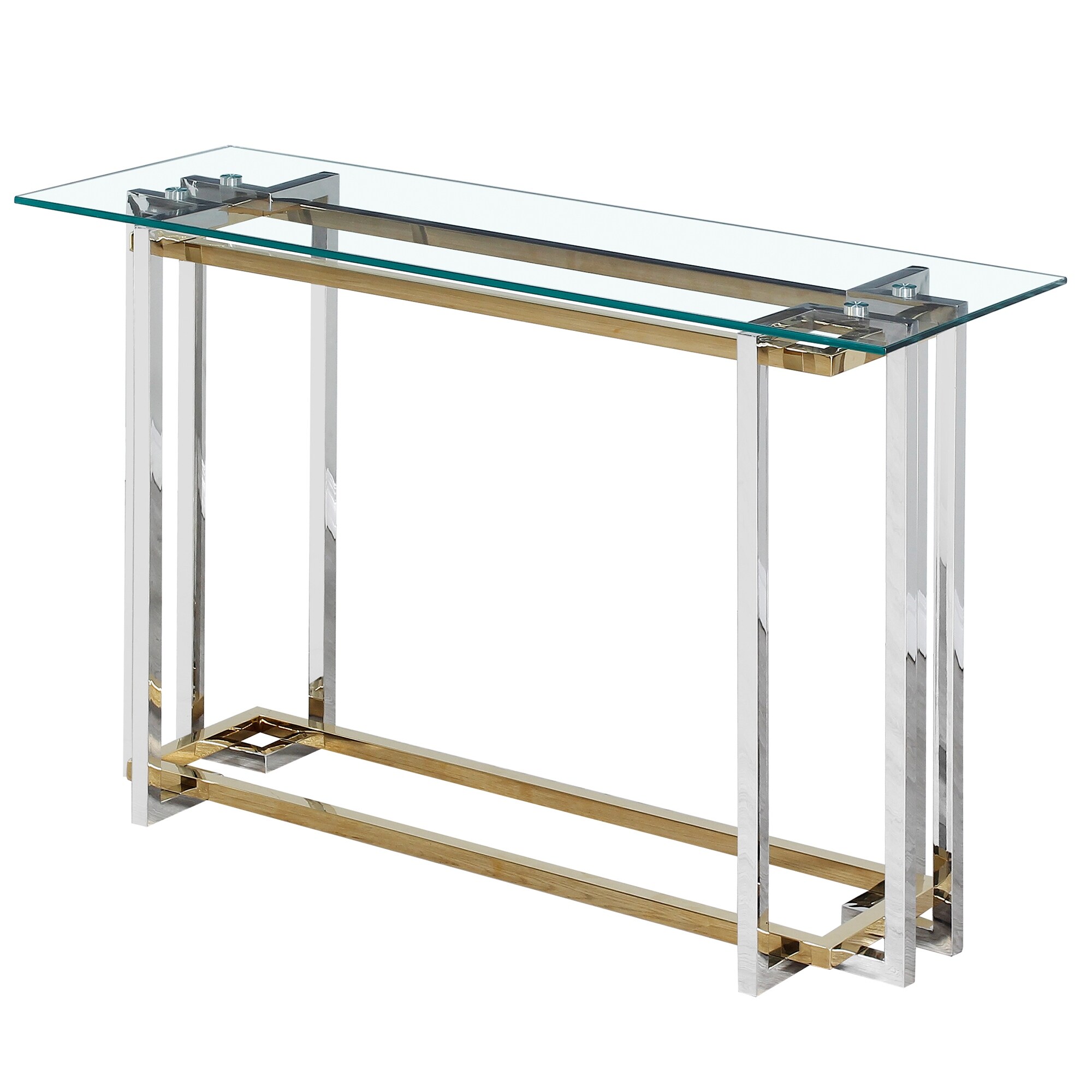 Contemporary Glass and Metal Console Table