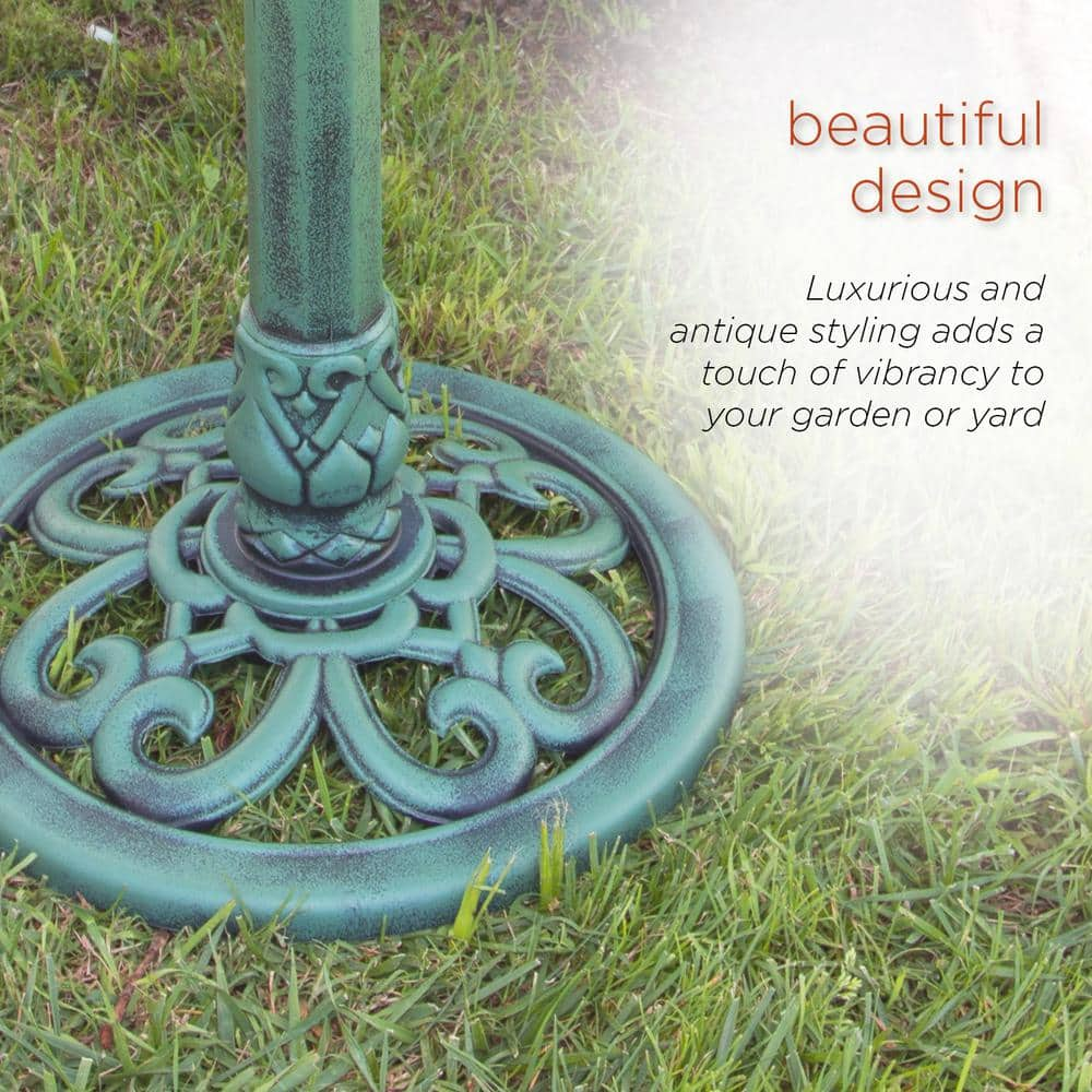 Alpine Corporation 28 in. Tall Outdoor Birdbath with Scrollwork Decoration Yard Statue TEC116