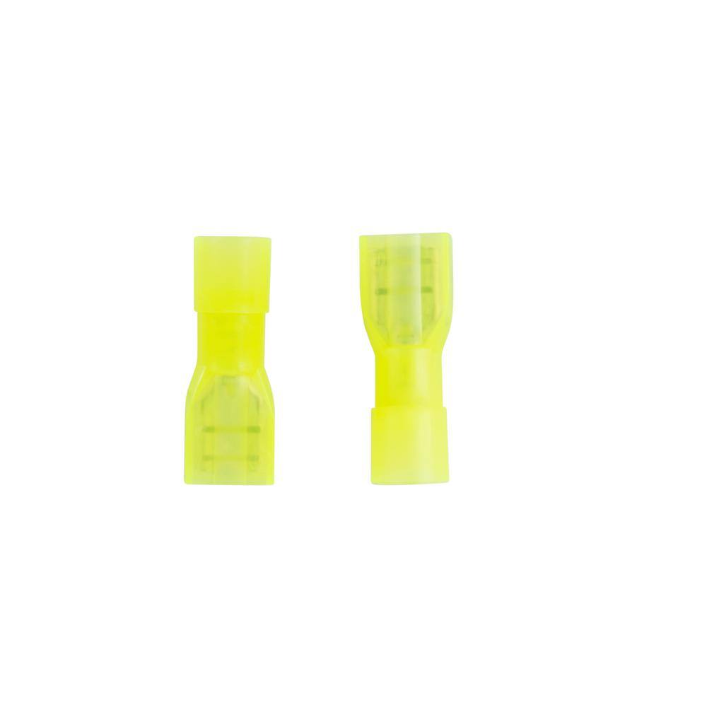 Gardner Bender 12 -10 AWG 0.25 in. Tab Female Fully-Insulated Disconnect Yellow (10-Pack) 15-155F