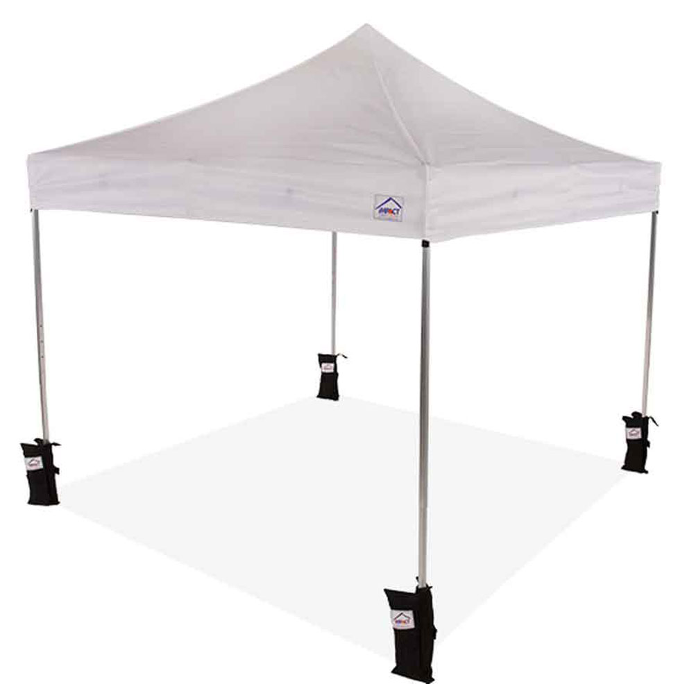 Impact Canopy 10and#215;10 Instant Pop Up Canopy Tent， Straight Leg， Weight Bags， Roller Bag， White