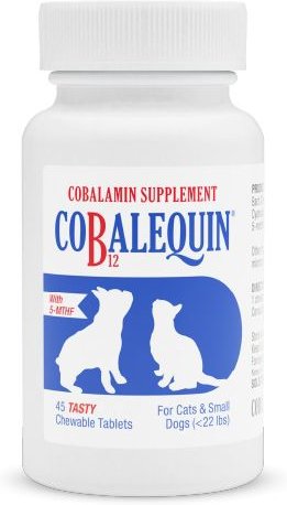 Nutramax Cobalequin Chewable Tablets B12 Supplement for Cats and Small Dogs， 45 count