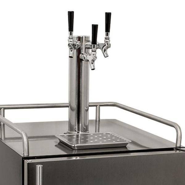 EdgeStar Triple Tap 24 in. Outdoor Oversized Beer Keg Dispenser with Electronic Control Panel in Stainless Steel KC7000SSODTRIP