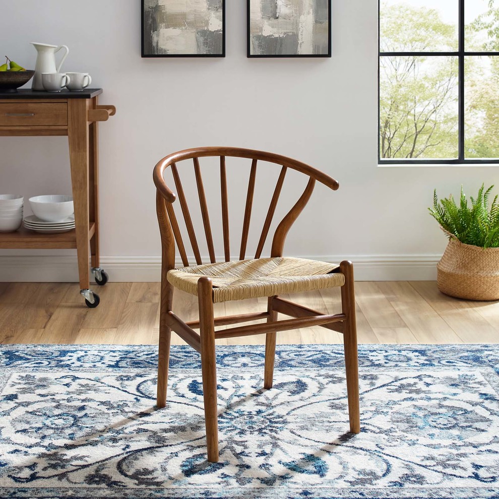 Flourish Spindle Wood Dining Side Chair  Walnut   Midcentury   Dining Chairs   by Mid Mod  Houzz