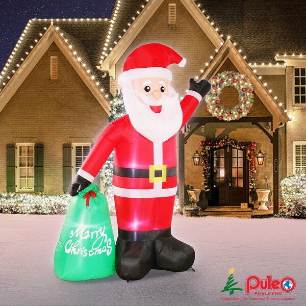 Puleo International 8 ft. Lighted BlowUp Inflatable Santa Clause