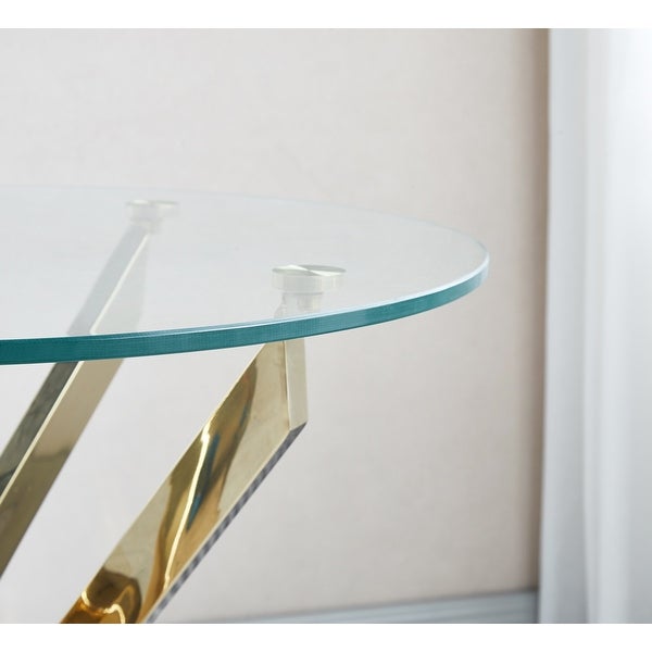 Modern Round Tempered Glass Coffee Table with Chrome Legs