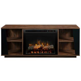 Dimplex Arlo 60 in. Electric Fireplace with Glass Ember Bed in Walnut with 26 in. Media Console GDS26G8-1918TW