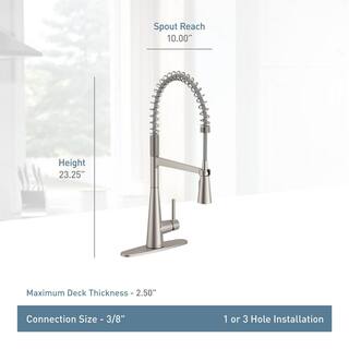 MOEN Sleek Pre-Rinse Spring Single-Handle Pull Down Sprayer Kitchen Faucet in Matte Black 5925BL