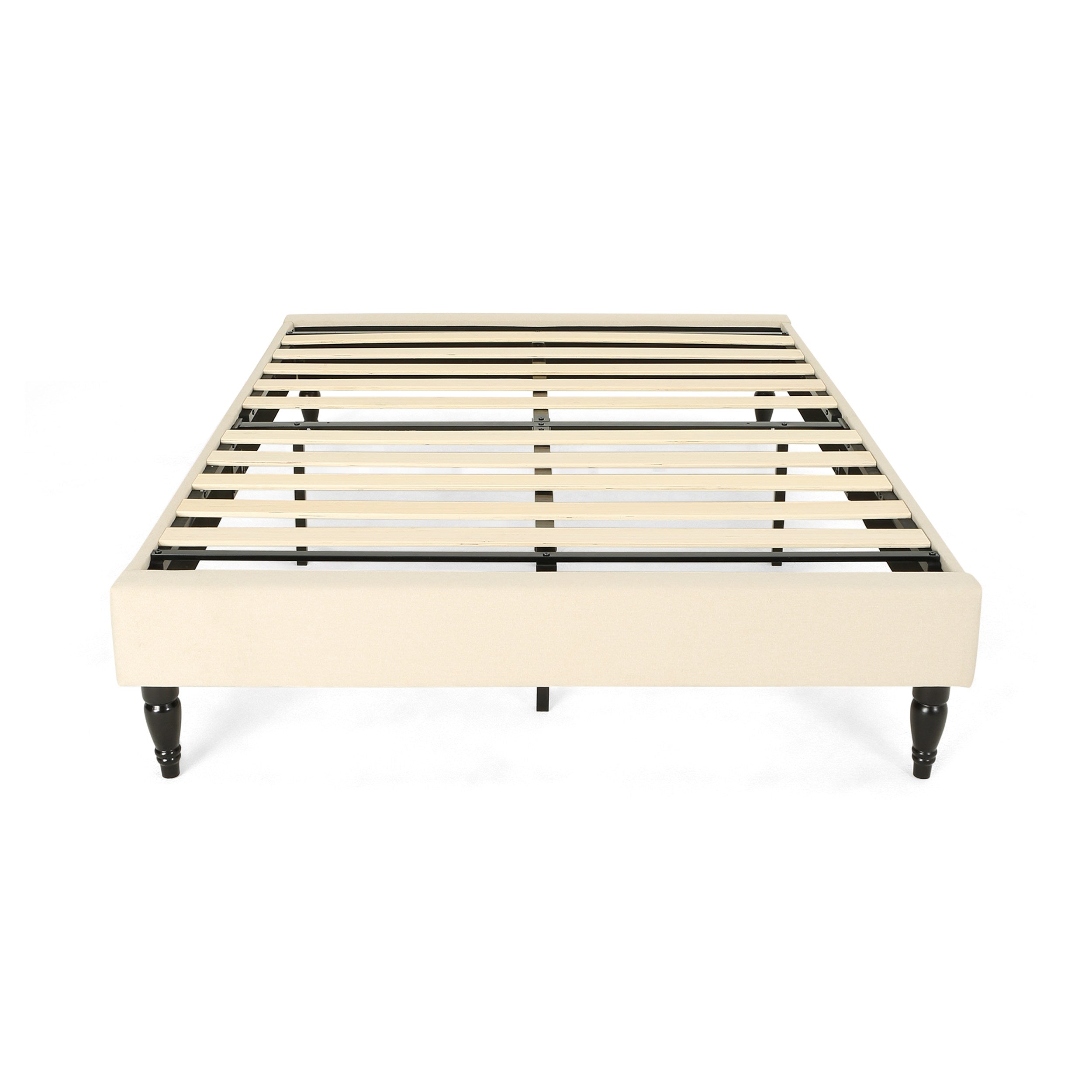 Luca Contemporary Upholstered Queen Bed Frame with Turned Legs