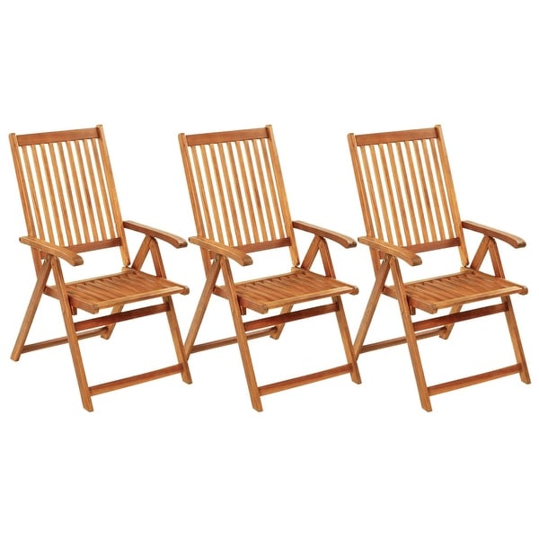 vidaXL Folding Patio Chairs 3 pcs with Cushions Solid Acacia Wood