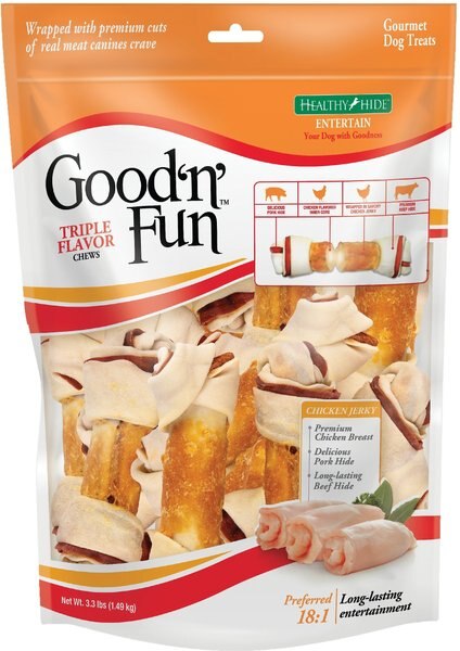 Good 'n' Fun 7-in Bone Dog Treats， 12 count