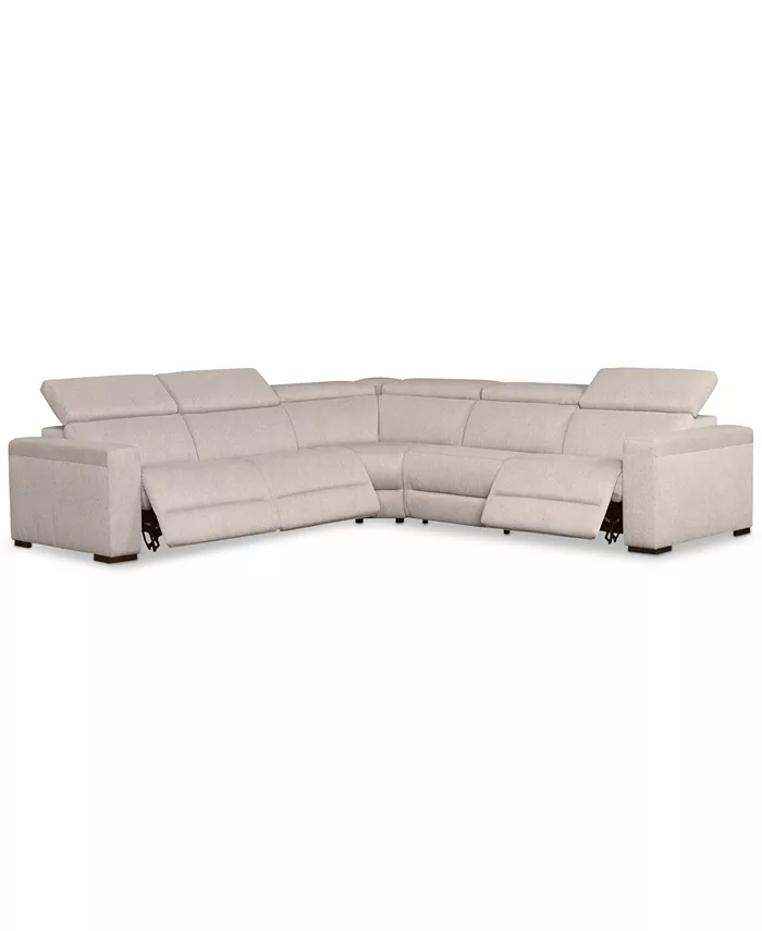 Furniture Nevio 124 5-Pc. Fabric L Shaped Sectional Sofa