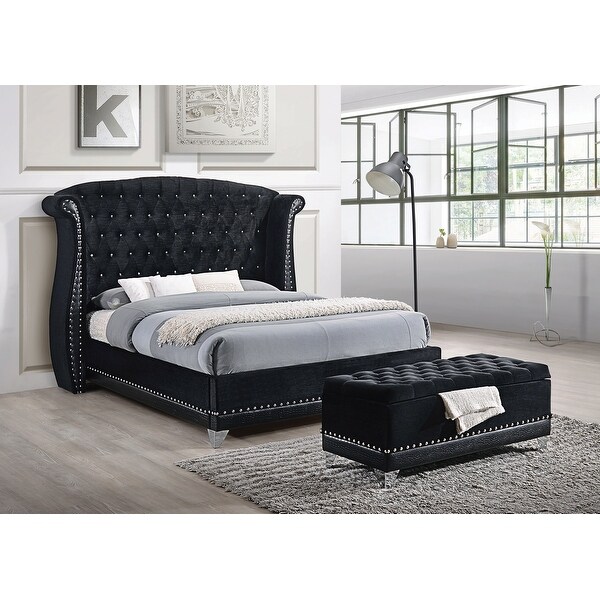 Aubrey Black 4-piece Upholstered Bedroom Set - - 33987918