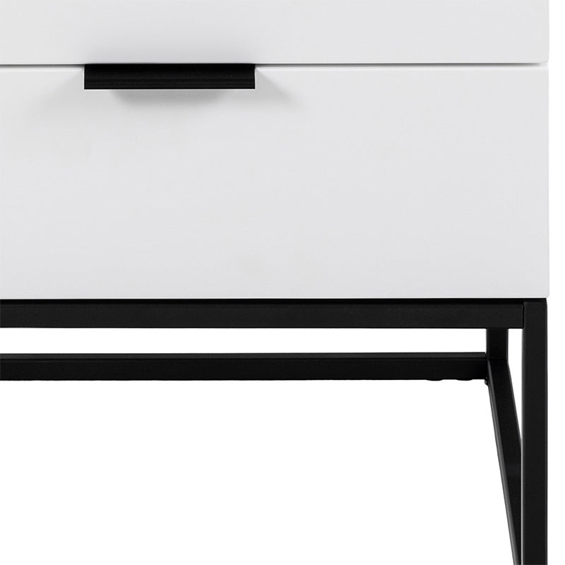 SVANA Bedside Table 40cm - White & Black