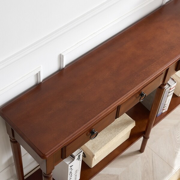 Double Hall Console/Sofa Table with Display Shelf