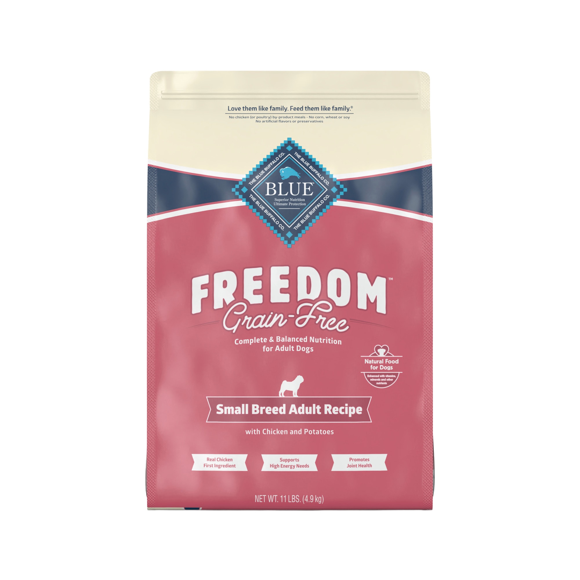 Blue Buffalo Blue Freedom Grain-Free Small Breed Adult Chicken Recipe Dry Dog Food， 11 lbs.