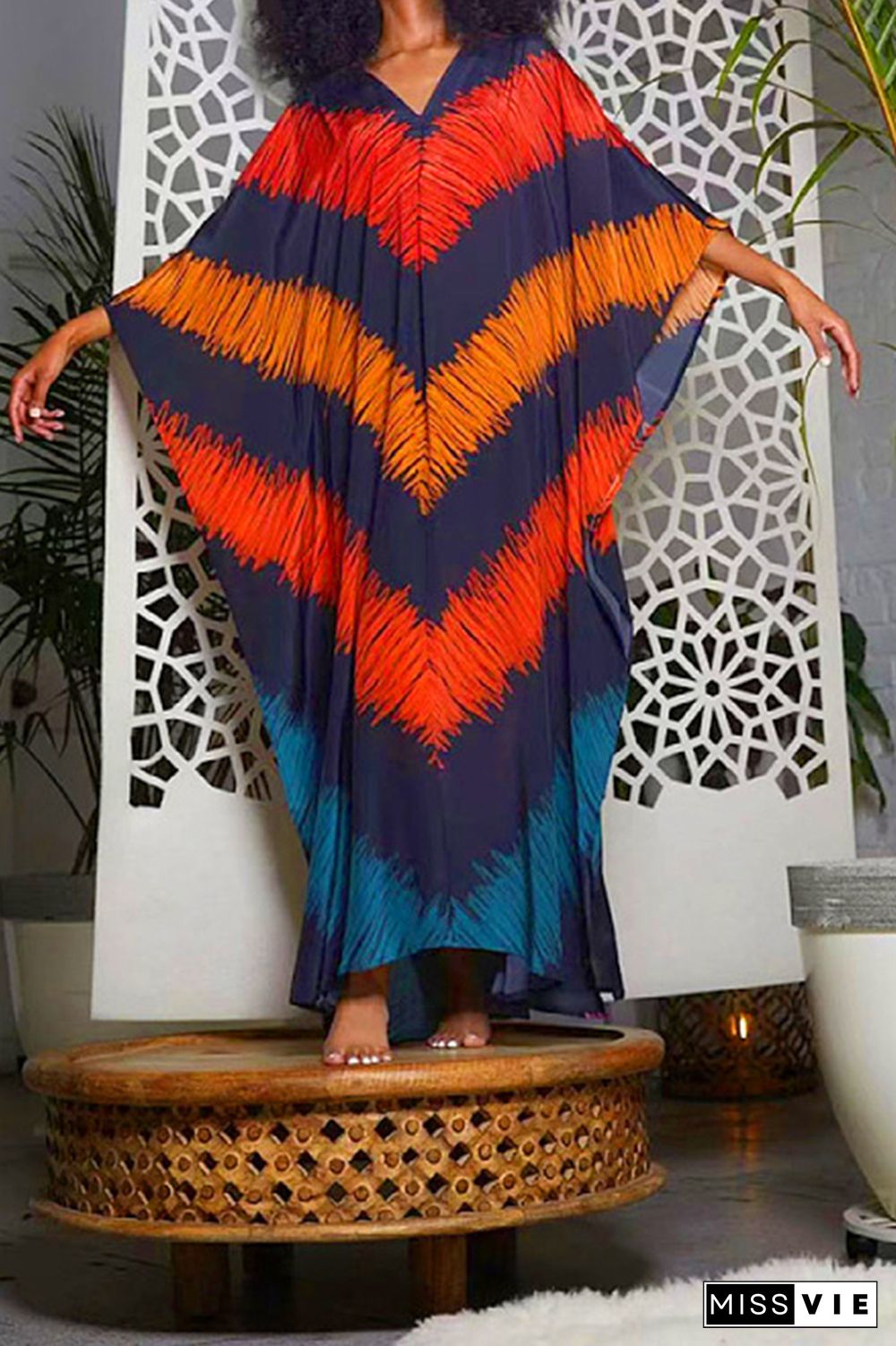 Tie Dye Printed Kimono Cover Up