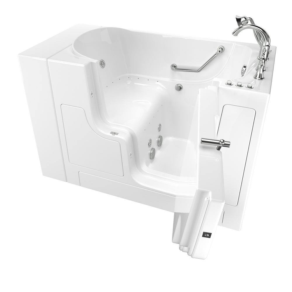 American Standard Gelcoat Value Series 51 in. Right Hand Walk-In Whirlpool and Air Bathtub with Outward Opening Door in White 3052OD.709.CRW-PC