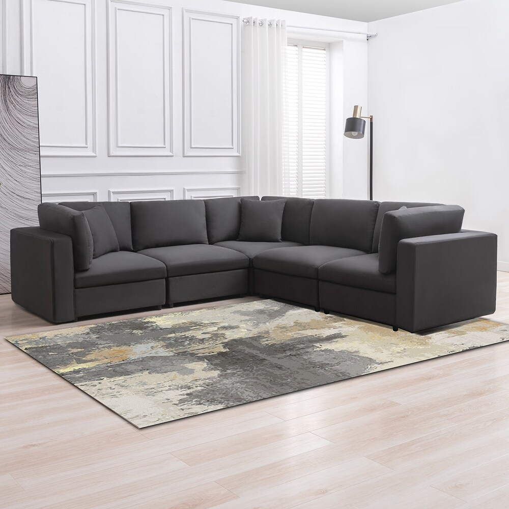 Mixoy Modern Convertible Sectional Sofa L/U Shaped Corner Sleeper Sofa Couch Modular Sectional Couches