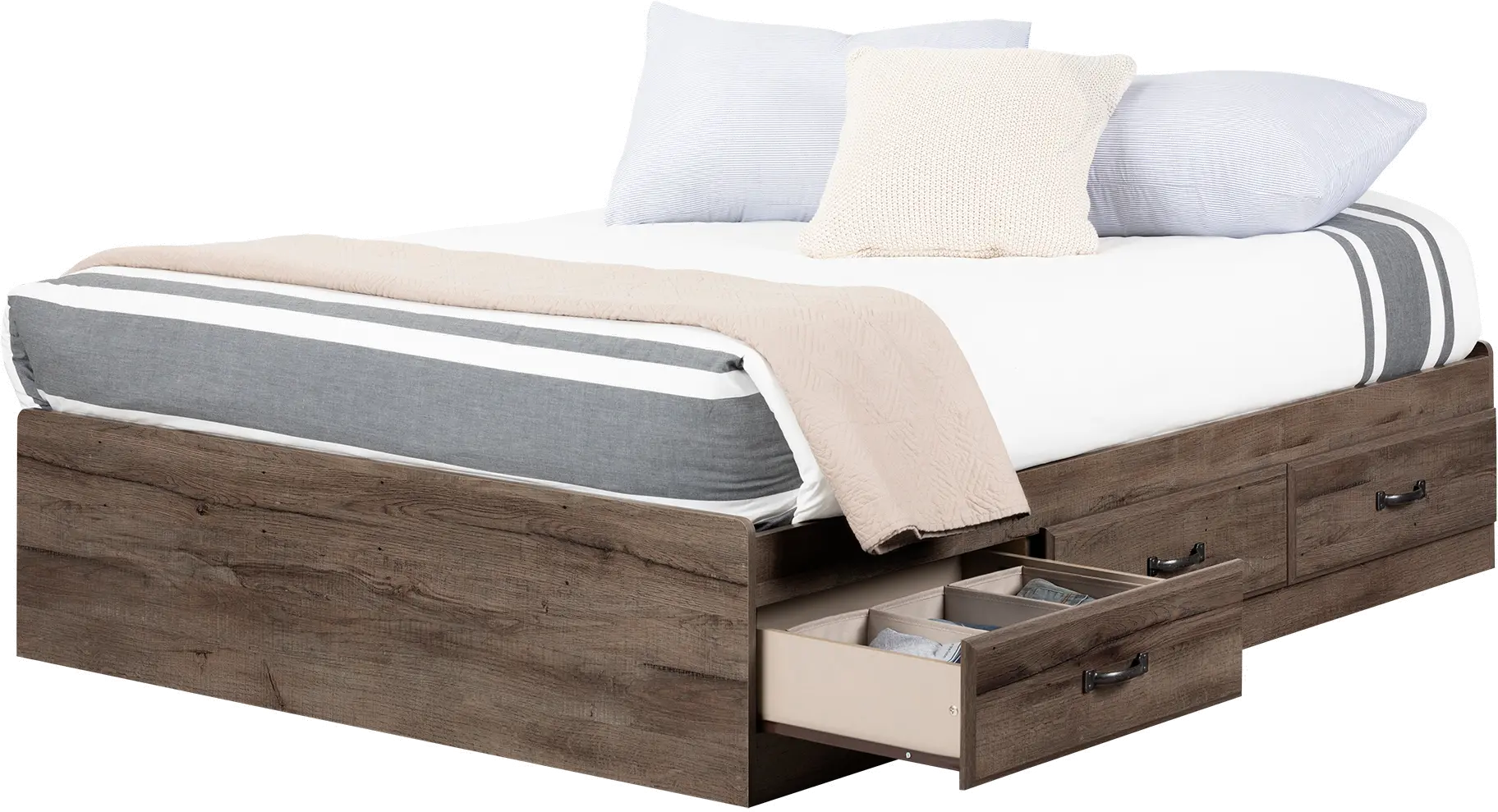 Asten Contemporary Fall Oak Full Storage Platform Bed - South Shore