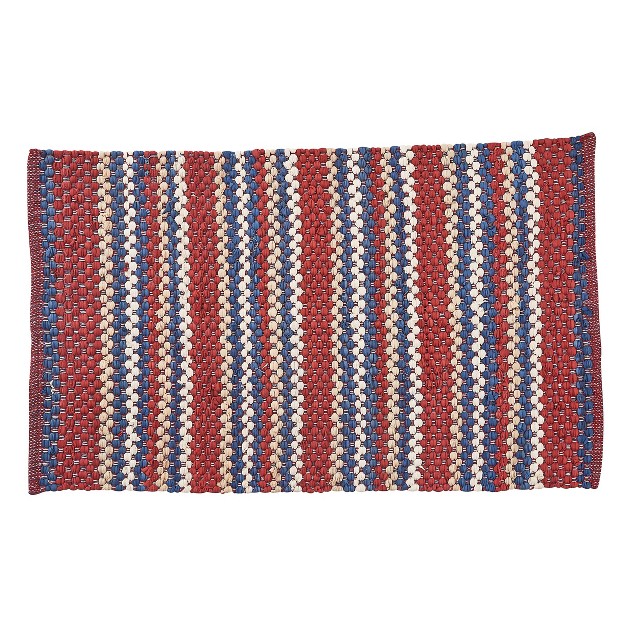 Park Designs Red And Blue Stripe Chindi Rag Rug 2 Ft X 3 Ft