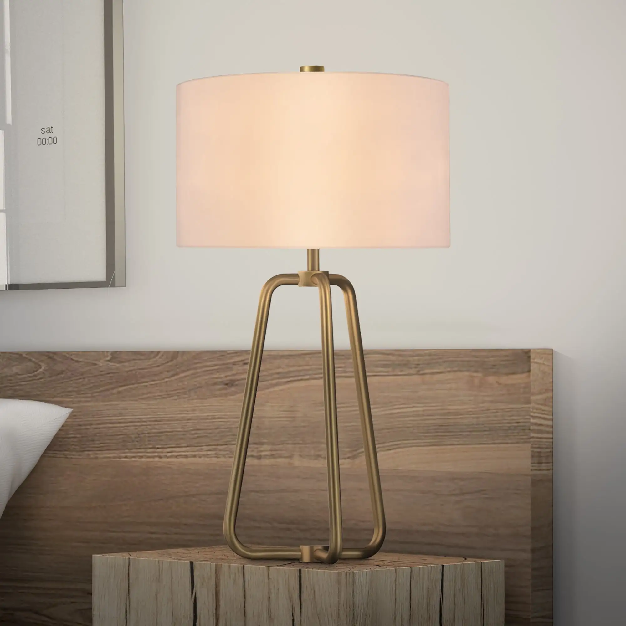 Bryan Golden Antique Brass Finish Table Lamp with Linen Shade