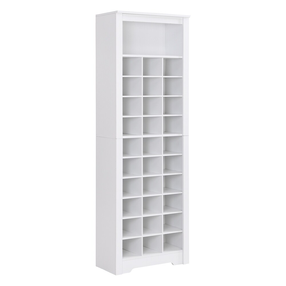 Modern Free Standing 30 Shoe Cubby Tall Cabinet