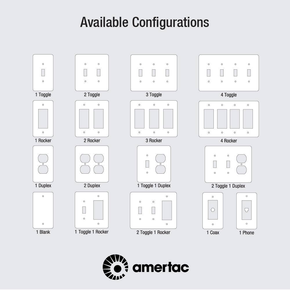 AMERELLE Elly 2 Gang Rocker Composite Wall Plate - White 4052RRW