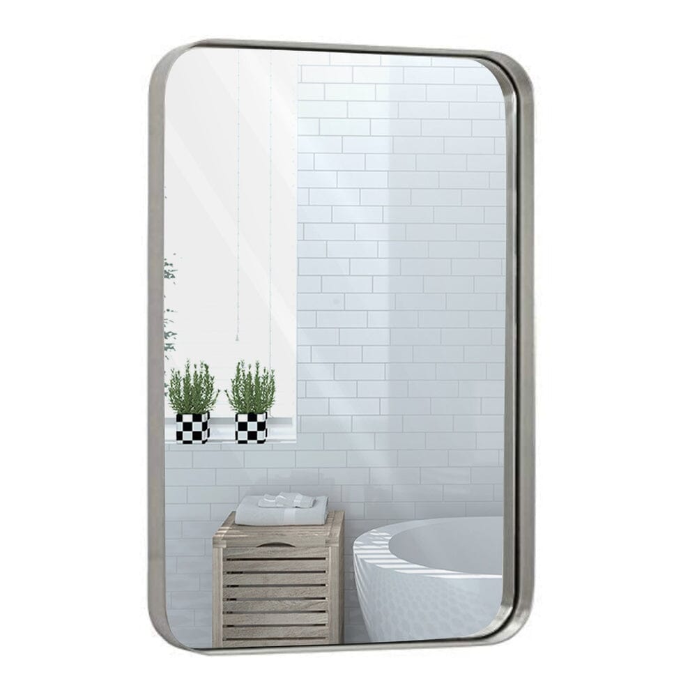 Contemporary Brushed Metal Wall Mirror (16