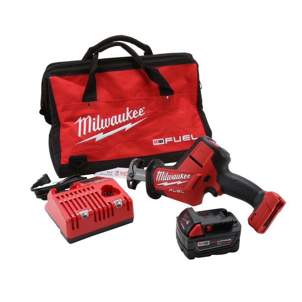 MW M18 18-Volt Lithium-Ion Cordless Short Throw Press Tool Kit with 3 PEX Crimp Jaws with M18 FUEL HACKZALL Saw Kit 2674-22C-2719-21