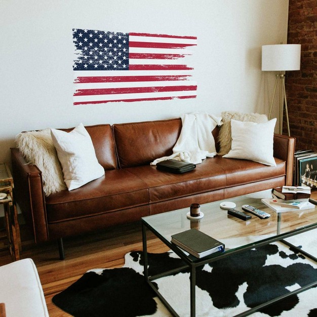 X 16 75 quot Distressed American Flag Giant Peel And Stick Wall Decal Roommates