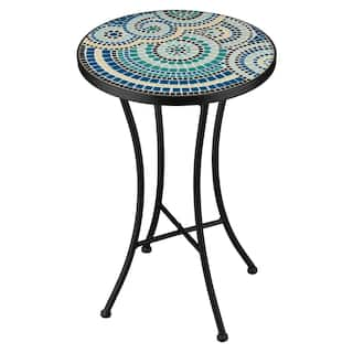 Regal Art  Gift 21 in. Metal and Ceramic Mosaic Plant Stand - Ripple 13450