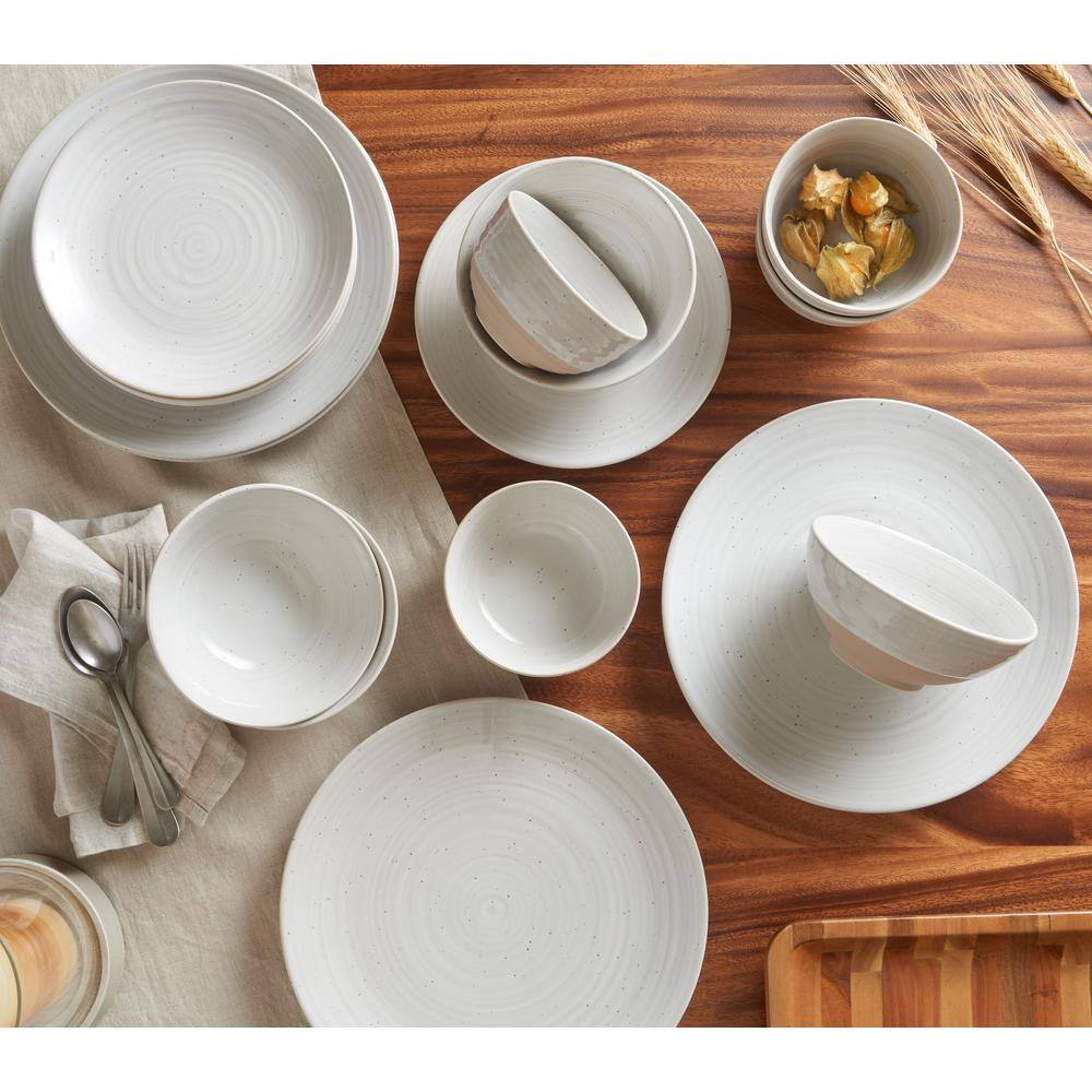 Sango Siterra 16-Piece Casual Rustic White Stoneware Dinnerware Set (Service for 4) 3714WH806ACM33