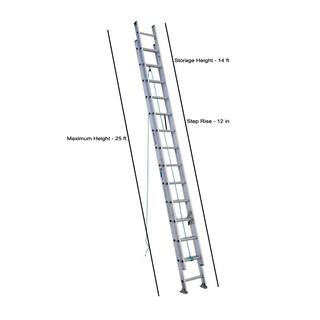 Werner 28 ft. Aluminum D-Rung Extension Ladder with 225 lb. Load Capacity Type II Duty Rating D1228-2