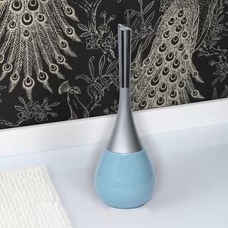Bath Free Standing Toilet Bowl Brush and Holder Water Drop in Blue 6632147
