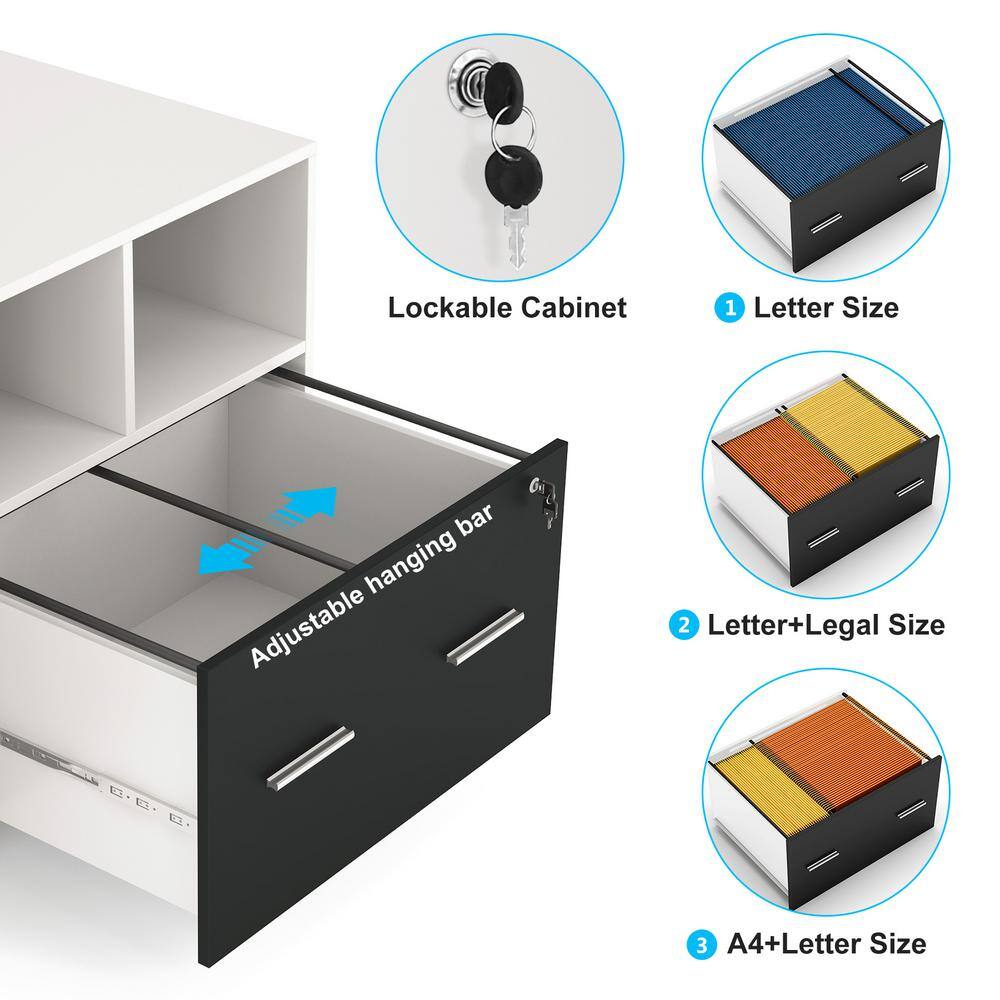 TRIBESIGNS WAY TO ORIGIN Catherine White Engineered Wood File Cabinet with Lock and Drawer HD-C0312