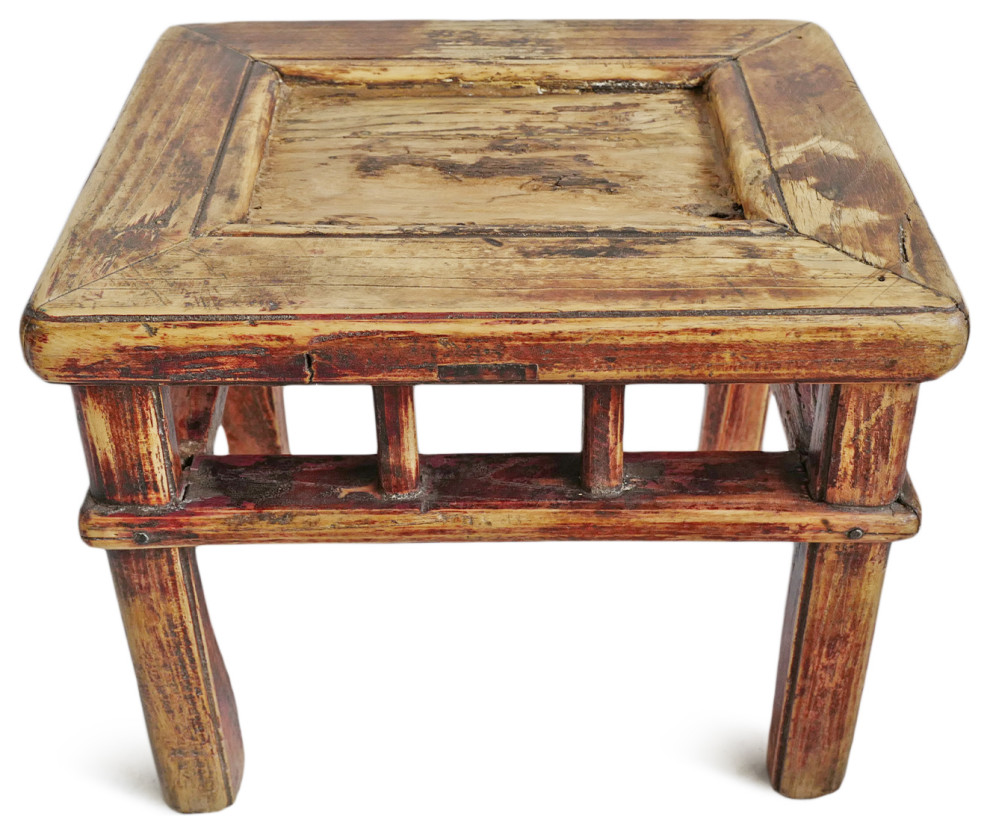 Consigned Vintage Elm Farm Stool   Asian   Side Tables And End Tables   by Design Mix Furniture  Houzz