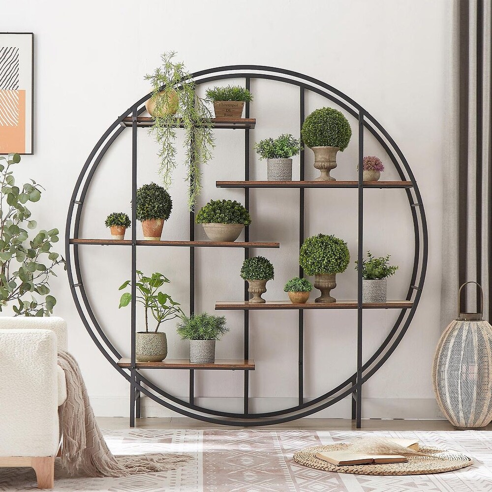 Round 5 Tier Metal Plant Stand Bookshelf Display Shelf