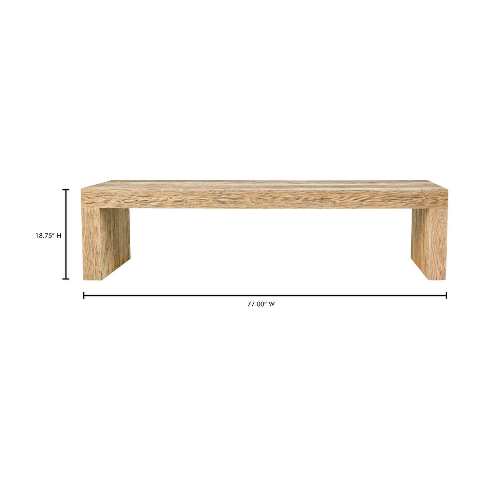 Aurelle Home Eliose Rustic Reclaimed Oak Rectangular Dining Bench