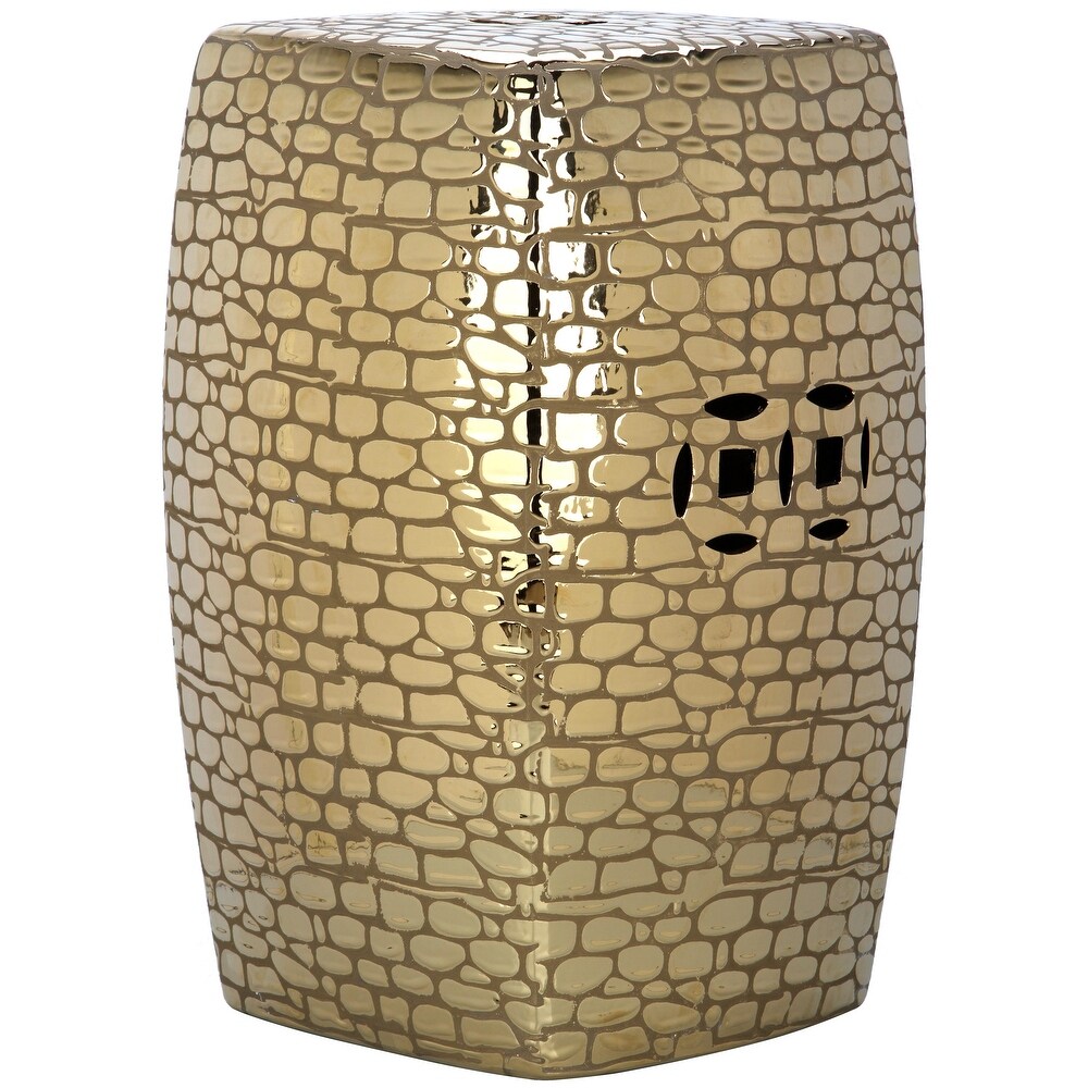 SAFAVIEH Jasmine Plated Gold Ceramic Decorative Garden Stool