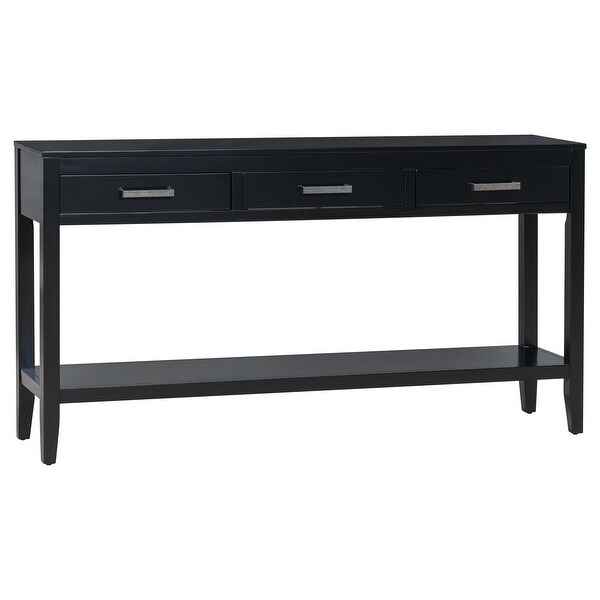 3-Drawer Console Table with 1 Shelf， Classic Entrance Storage Display Table for Entryway， Living Room， Hallway