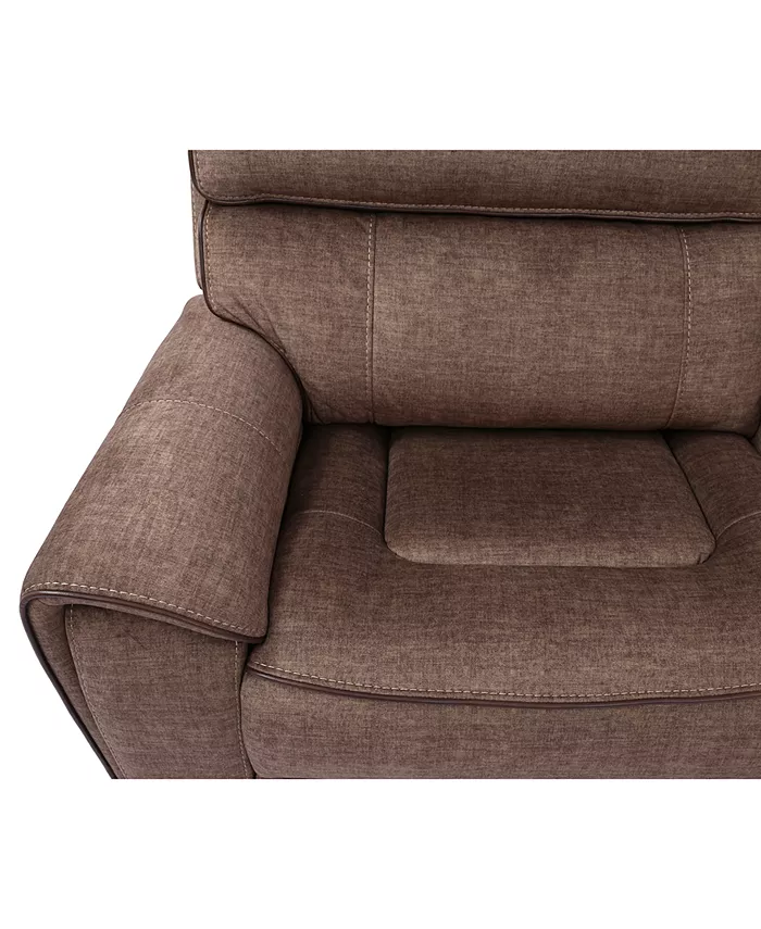 Furniture Hutchenson 4-Pc. Fabric Chaise Sectional with 2 Power Recliners Power Headrests and Console