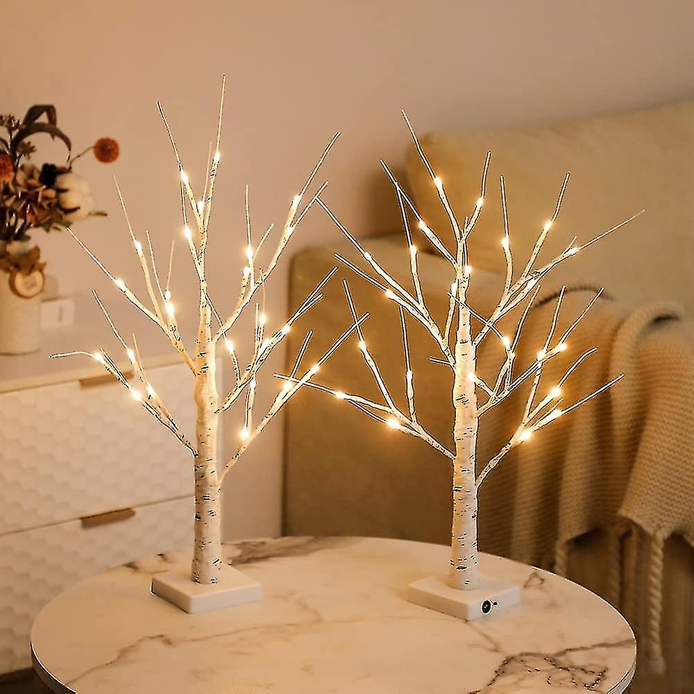 2pcs Birch Tree Ed Warm Led Artificial Fy