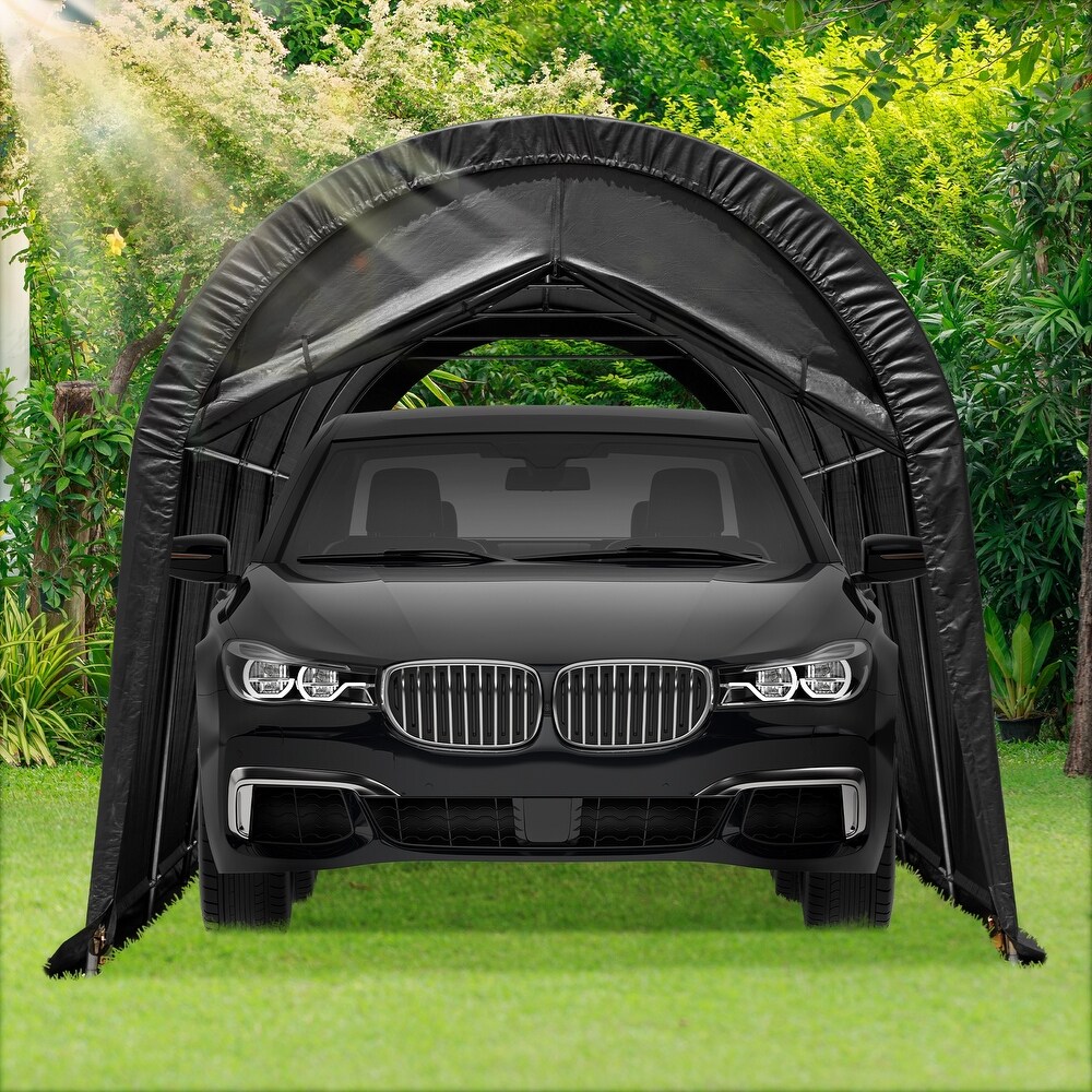 EROMMY Portable Garage  Heavy Duty Carport with  Steel Metal Frame and Round Style Roof