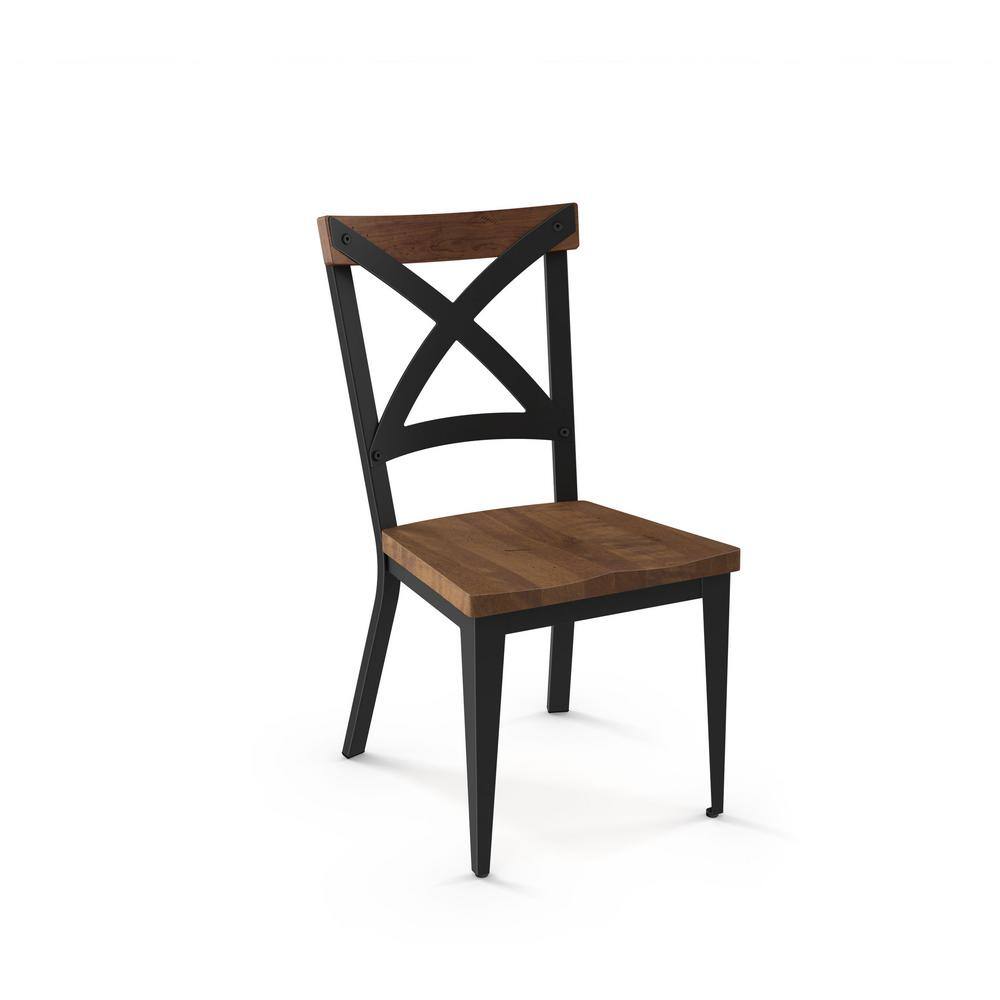 Amisco Jasper Black with Brown Wood Seat Dining Chair 302292587