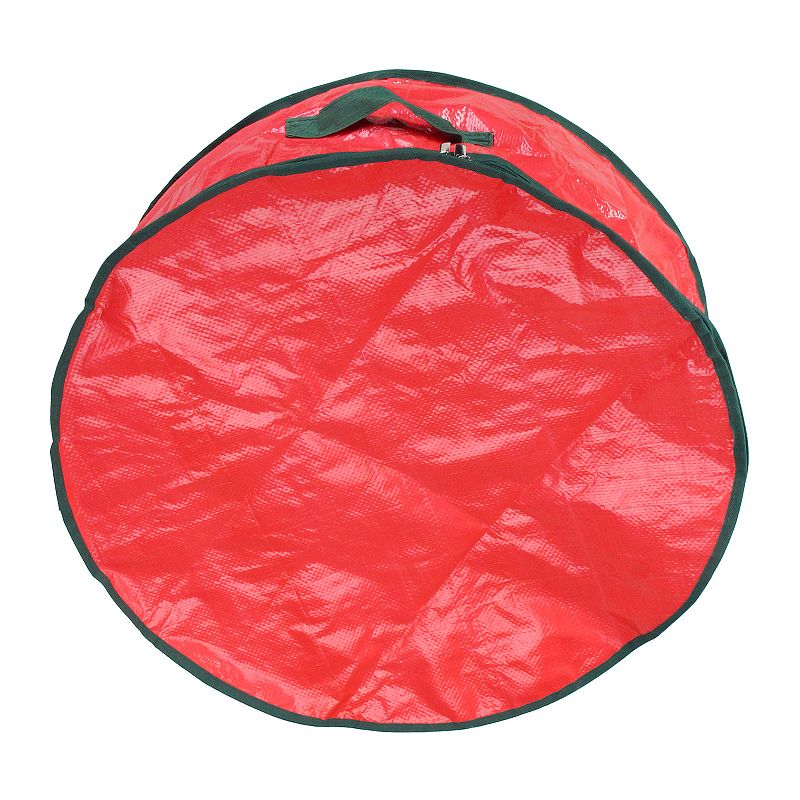 24” Red and Green Christmas Wreath Round Storage Bag