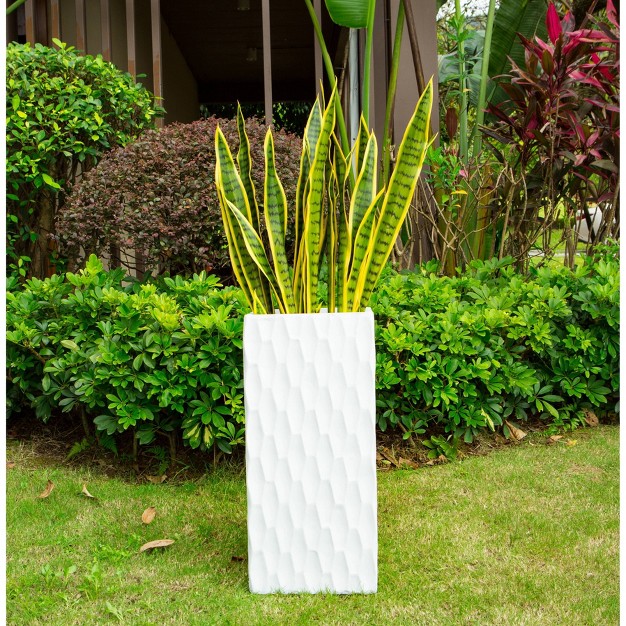 Kante Lightweight Concrete Retro Tall Rectangular Outdoor Planter White Rosemead Home amp Garden Inc