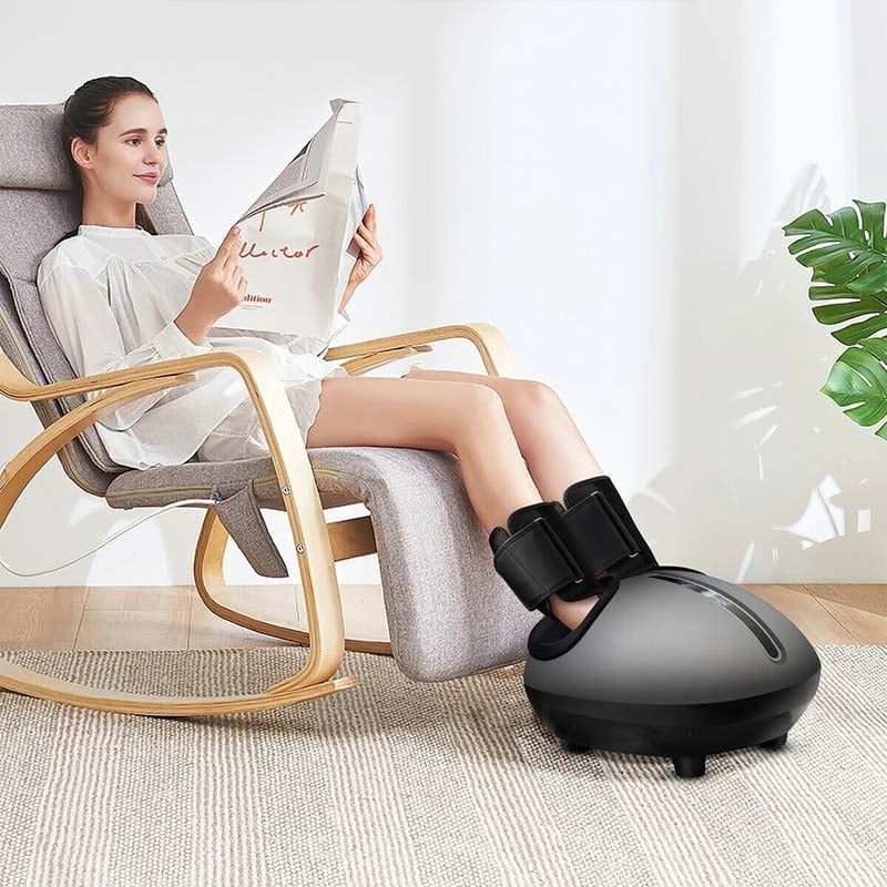 Foot Calf Massage Machine with Heat and Calf Air Bag, Electric Foot Massager with Shiatsu, Air compression, Rolling Modes