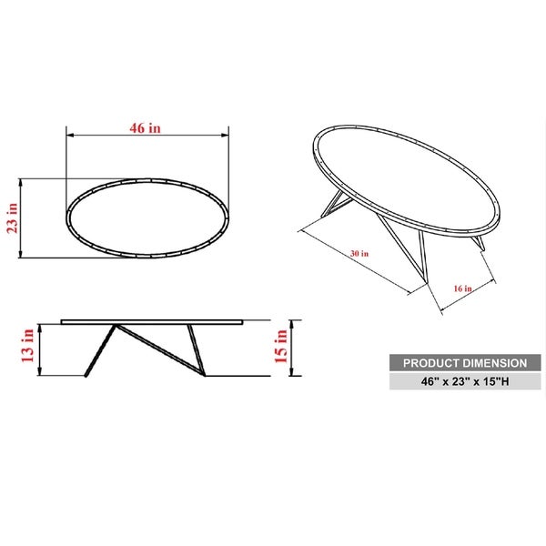 Urban Designs 46-inch Weathered Gray Oak Oval Coffee Table